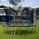 15FT Trampoline with Basketball Hoop Inflator and Ladder (Inner Safety Enclosure) Blue