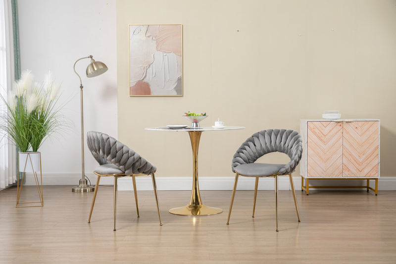 Accent Chairs Set of 2, Velvet Side Chairs with Gold Legs, Mid-Century Upholstered Dining Chairs for Living Room, Kitchen, Bedroom, Beauty Room