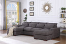 Tatman - Linen Blend Sectional With 2 Ottomans - Dark Gray by HouseOfZazla