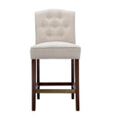 Tufted Counter Stool With Button Tufted Back - Tan by HouseOfZazla