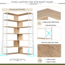 7-Tier Bookcase Home Office Bookshelf, L-Shaped Corner Bookcase with Metal Frame, Industrial Style Shelf with Open Storage, MDF Board