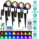 4Pcs Landscape Lights Color Changing Landscape Spotlight IP65 Waterproof RGBW LED Colorful Stake Light with Remote Control 16 Color 4 Dynamic Light Mo