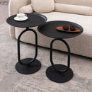 Lantern-shaped Metal End Table, Small Round Side Table, Modern Coffee Drink Cocktail Table, Small Accent Pedestal Table for Living Room Corners Small Spaces, 24'' Height