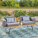 Outdoor Sofa With Cushions And Iron Legs - Dark Gray by HouseOfZazla