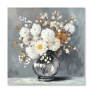 Chrysanthemum Vase Canvas Wall Art Decor Country - Stone White by HouseOfZazla