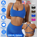 Cross Back Padded Sports Bra with Removable Pads by LJGDeals
