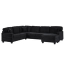 Upholstered U-Shaped Sectional Sofa With Movable Ottoman And Side Storage Pockets by HouseOfZazla