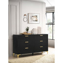 Lexie - 6 Drawer Rectangular Dresser - Black by HouseOfZazla
