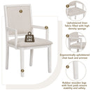 5-Piece Dining Table Set, Two-Size Round To Oval Extendable Butterfly Leaf Wood Dining Table and 4 Upholstered Dining Chairs with Armrests (Brown+White)