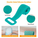 Silicone Back Scrubber Belt For Shower Exfoliating Foaming Body Wash Strap Brush Bristles Massage Dots W/ Adhesive Hook