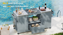 K&K 66.5' Outdoor Kitchen Island for Big Green Egg Grills, Solid Wood Outdoor Grill Cart for Tabletop Grill with Stainless Steel Top, Drawer, Compatible with Large Big Green Egg, Kamado Joe- Grey Blue by Montret