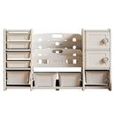 Kids Toy Storage Organizer With 8 Removable Toy Bins, 4 Tier Bookshelf, And 2 Cabinet Storage - Gray / Ivory by HouseOfZazla