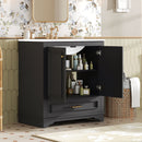 Bathroom Vanity With Sink, Cabinet & 2 Soft Closing Doors & Adjustable Shelf by HouseOfZazla