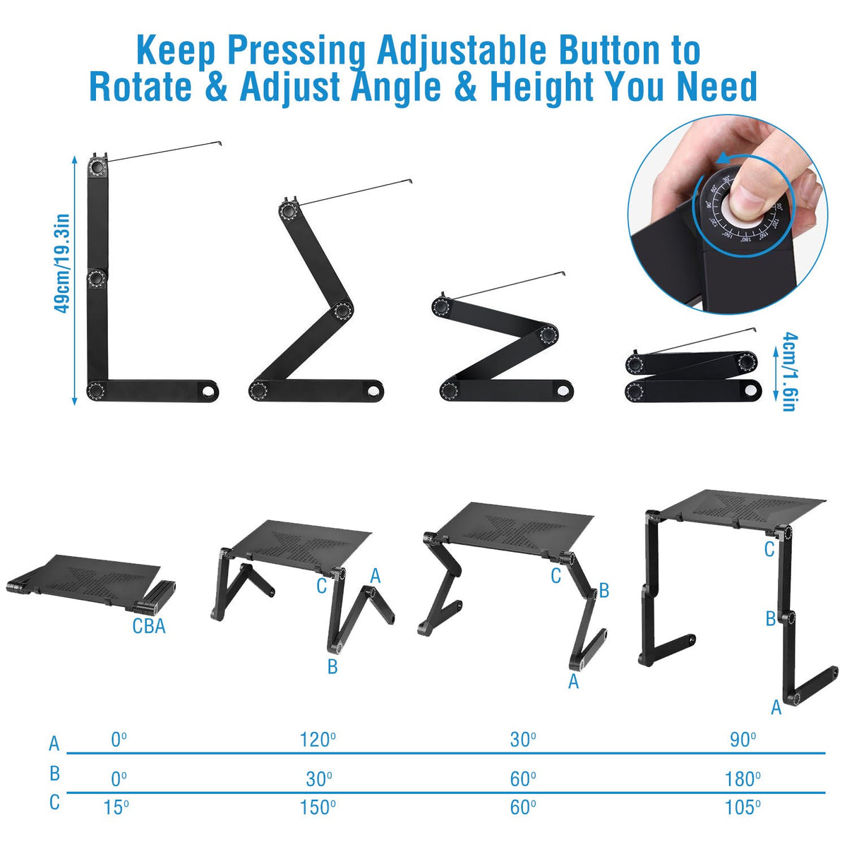 Foldable Laptop Table Bed Notebook Desk with Mouse Board Aluminum Alloy Breakfast Snacking Tray for Home Office Travel Use, photo 8 of 11
