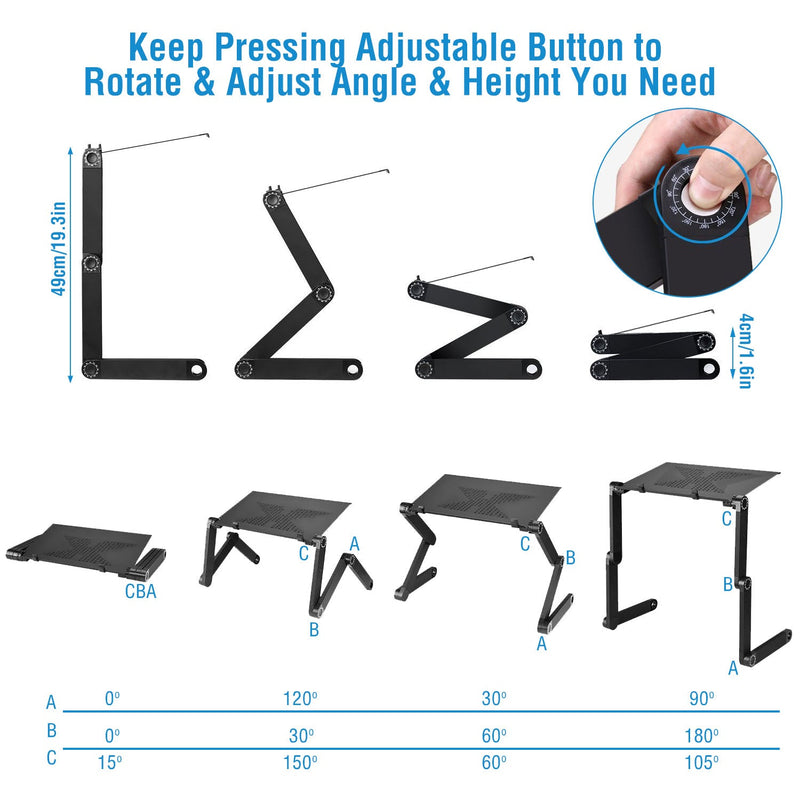 Foldable Laptop Table Bed Notebook Desk with Mouse Board Aluminum Alloy Breakfast Snacking Tray for Home Office Travel Use, photo 8 of 11