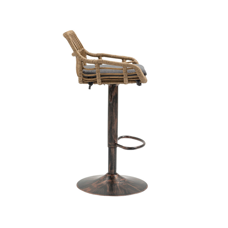 COOLMORE Modern Swivel Bar Stools Set of 2 Adjustable Counter Height Chairs with Footrest in Gray Linen