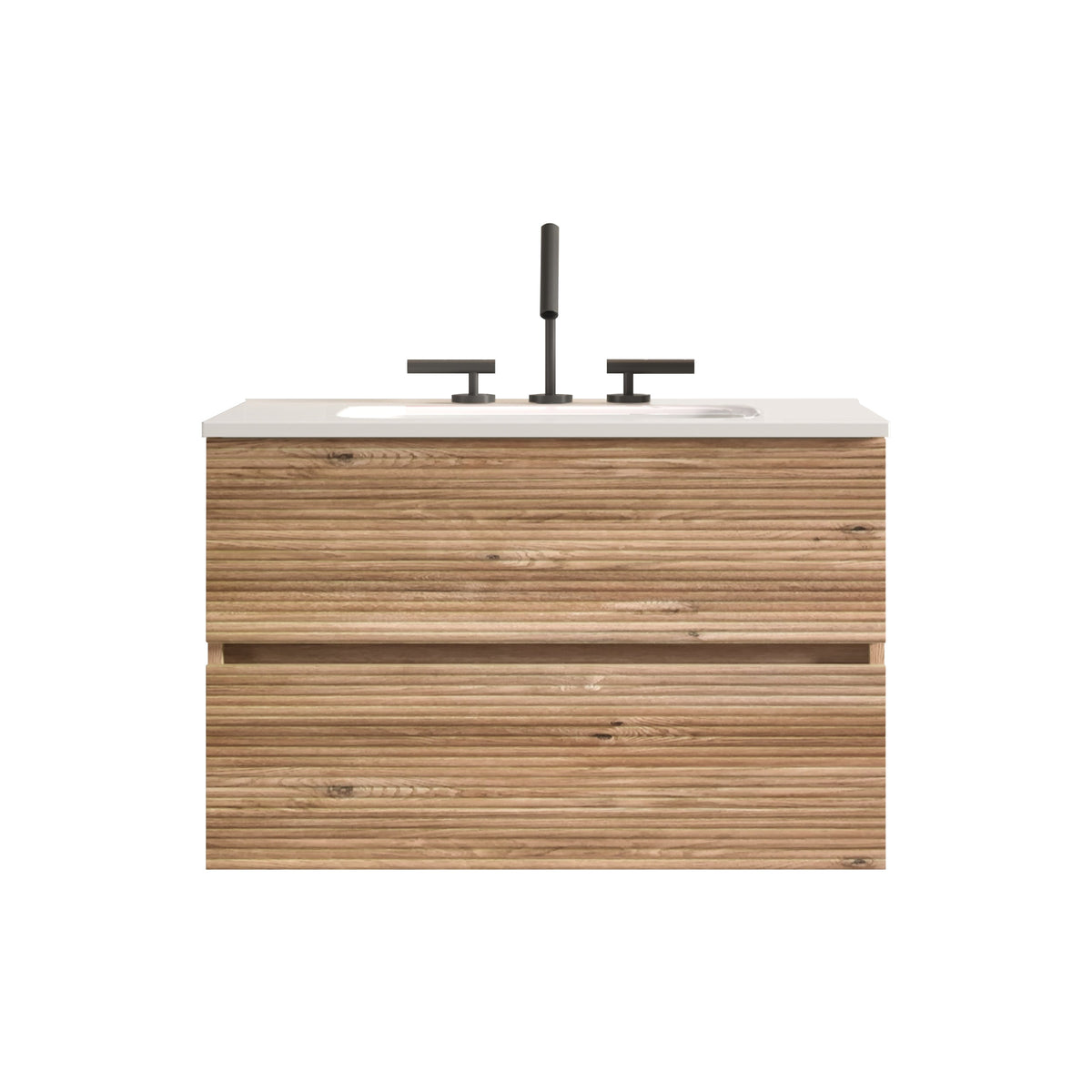 Gloria 30" Wall Mounted Rough Oak Bathroom Vanity, photo 8 of 10