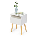 2-piece modern bedside table, bedroom coffee table with drawers, shelves, living room bedside furniture, white