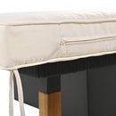 6-Piece Rope Patio Furniture Set, Outdoor Furniture with Acacia Wood Cool Bar Table with Ice Bucket, Deep Seat Patio Conversation Set with Two Stools for Backyard Porch Balcony (Black & Beige)