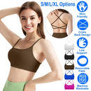 Cross Back Padded Sports Bra with Removable Pads by LJGDeals