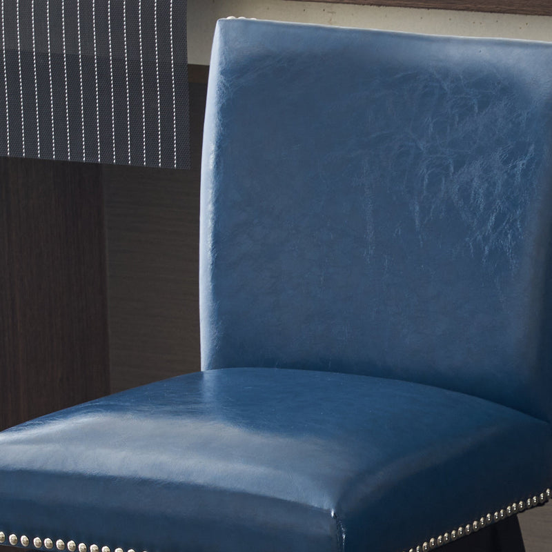 26" Upholstered Swivel Bar Stools Set of 2, Modern PU Leather High Back Counter Stools with Nail Head Design and Wood Frame