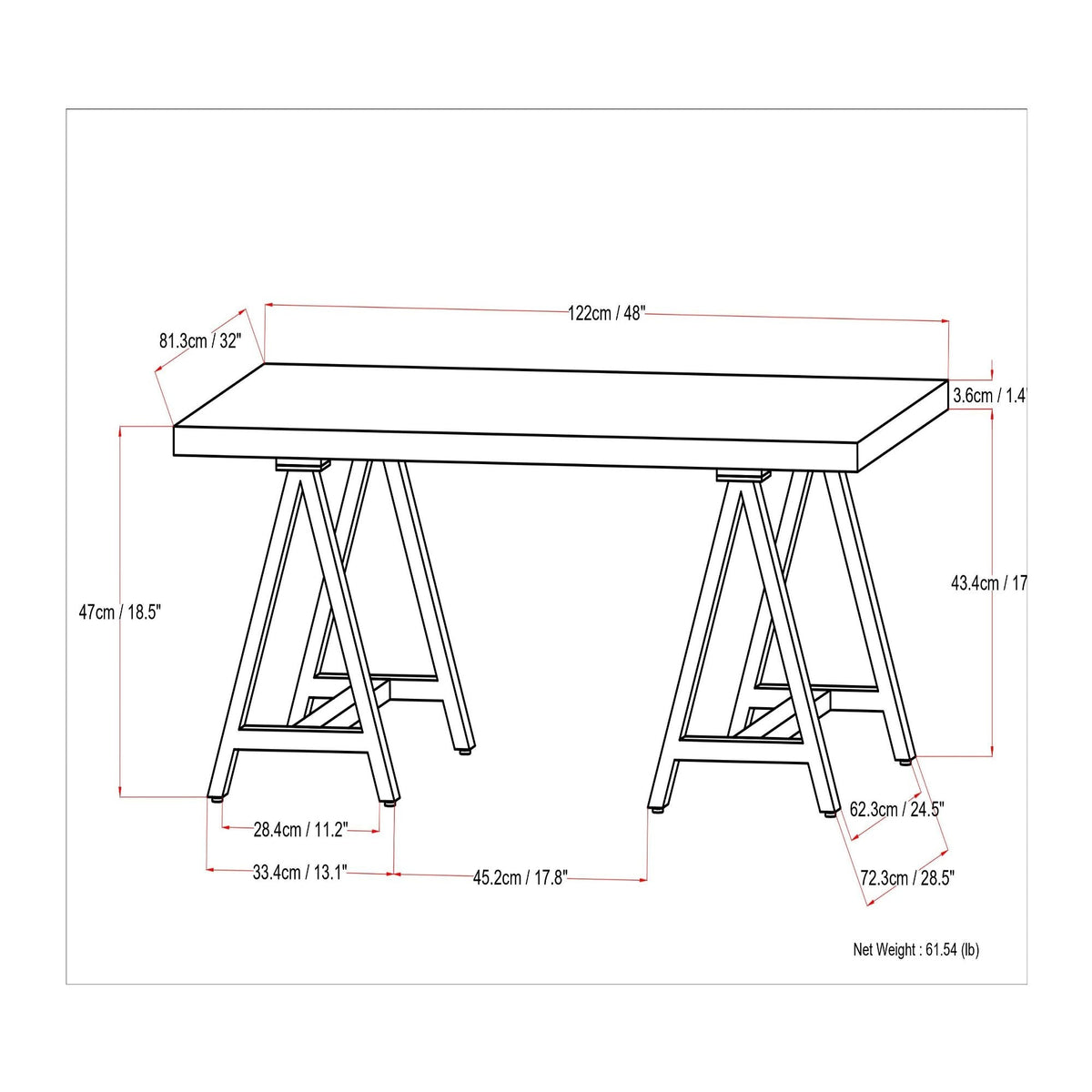 Sawhorse - Handcrafted Solid Table, photo 4 of 11
