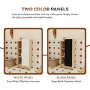 Freestanding Bathroom Side Cabinet, Narrow Storage Cabinet With Single Door & 3 Tier Open Shelves - Black / Light Oak / White