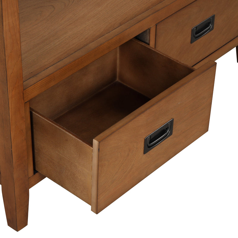 36" Farmhouse Pine Wood Console Table Entry Sofa Table with 4 Drawers & 1 Storage Shelf for Entryway Living Room Bedroom Hallway Kitchen (Brown)