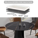 Modern Artificial Stone Round Carbon Steel Base Dining Table, Can Accommodate 6 People - Black by Unique Piece Furniture