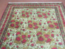 5' X 6' Antique Handmade India Floral Oriental Wool Rug Roses Flowers Traditional Contemporary Design