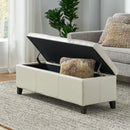 Upholstered PU Leather Storage Ottoman with Solid Wooden Legs by HouseOfZazla