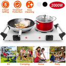 2000W Electric Dual Burner Portable Coil Heating Hot Plate Stove Countertop RV Hotplate with 5 Temperature Adjustments Portable Handles