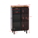 28.35" Glass Doors Modern Two-door Cabinet with Featuring Three-tier Storage, Unique Fir Cabinet Top, for Entryway, Living Room, Home Office, Dining Room