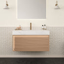 Nyah 36'' Bathroom Vanity & Sink, Floating Ultra-Slim Grille Plywood Cabinet, Drawer with Sensor Light, Carrara by HouseOfZazla