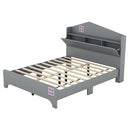 3-Pieces Bedroom Sets Twin Size House Bed with Storage Headboard, Wooden Nightstand and Storage Dresser,Gray