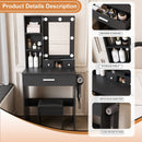 Vanity Desk Set with LED Lighted Mirror & Padded Stool