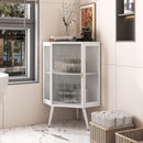 Corner Cabinet With Door And Shelves For Bathroom - White