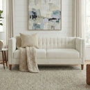 Modern 3 Seater Sofa Upholstered Couch with Curved Armrests