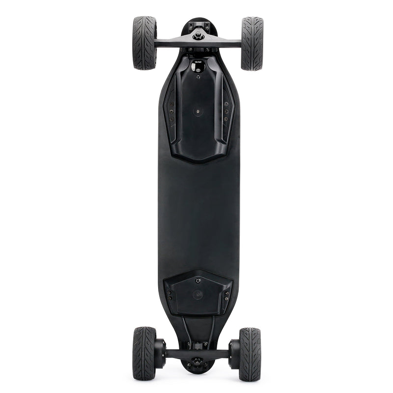 All terrain dual 1000x2 hub motor electric skateboard with 32mph max speed,25miles range,9600mah battery.