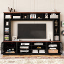 Wall Unit Entertainment Center With Bookshelves For TVs Up To 80", Tempered Glass Doors And Adjustable Shelves by HouseOfZazla