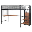 Loft Bed With Desk And Grid, Stylish Frame With Lateral Storage Ladder And Wardrobe by HouseOfZazla