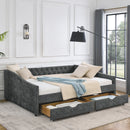 Upholstered Tufted Daybed With Drawers, Waved Arms by Unique Piece Furniture