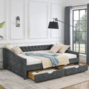 Upholstered Tufted Daybed With 2 Drawers, Waved Arms by Unique Piece Furniture