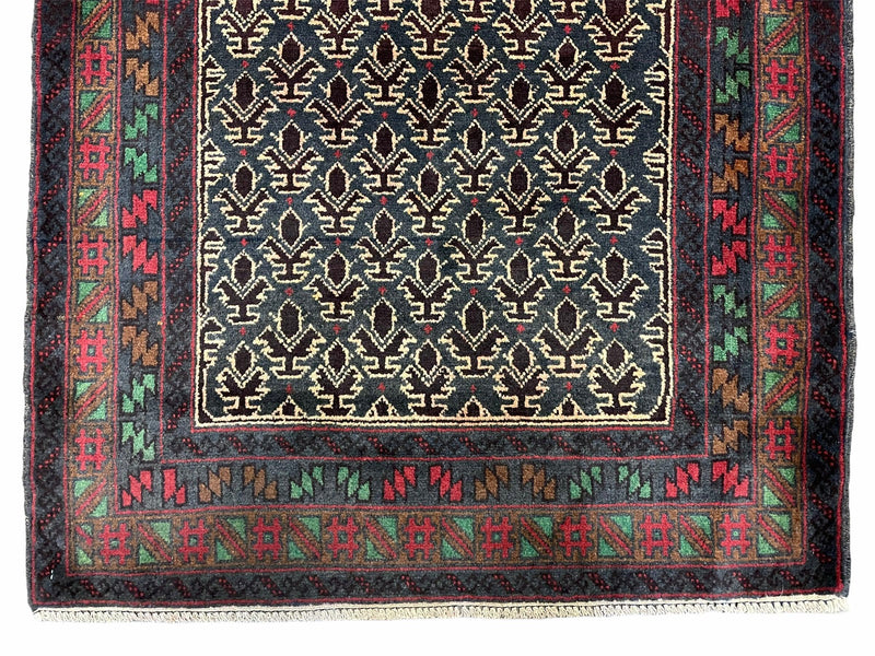 3x5 New Vintage Handmade Wool Rug Tribal Balouch Turkoman Prayer Rug Veggie Dyes