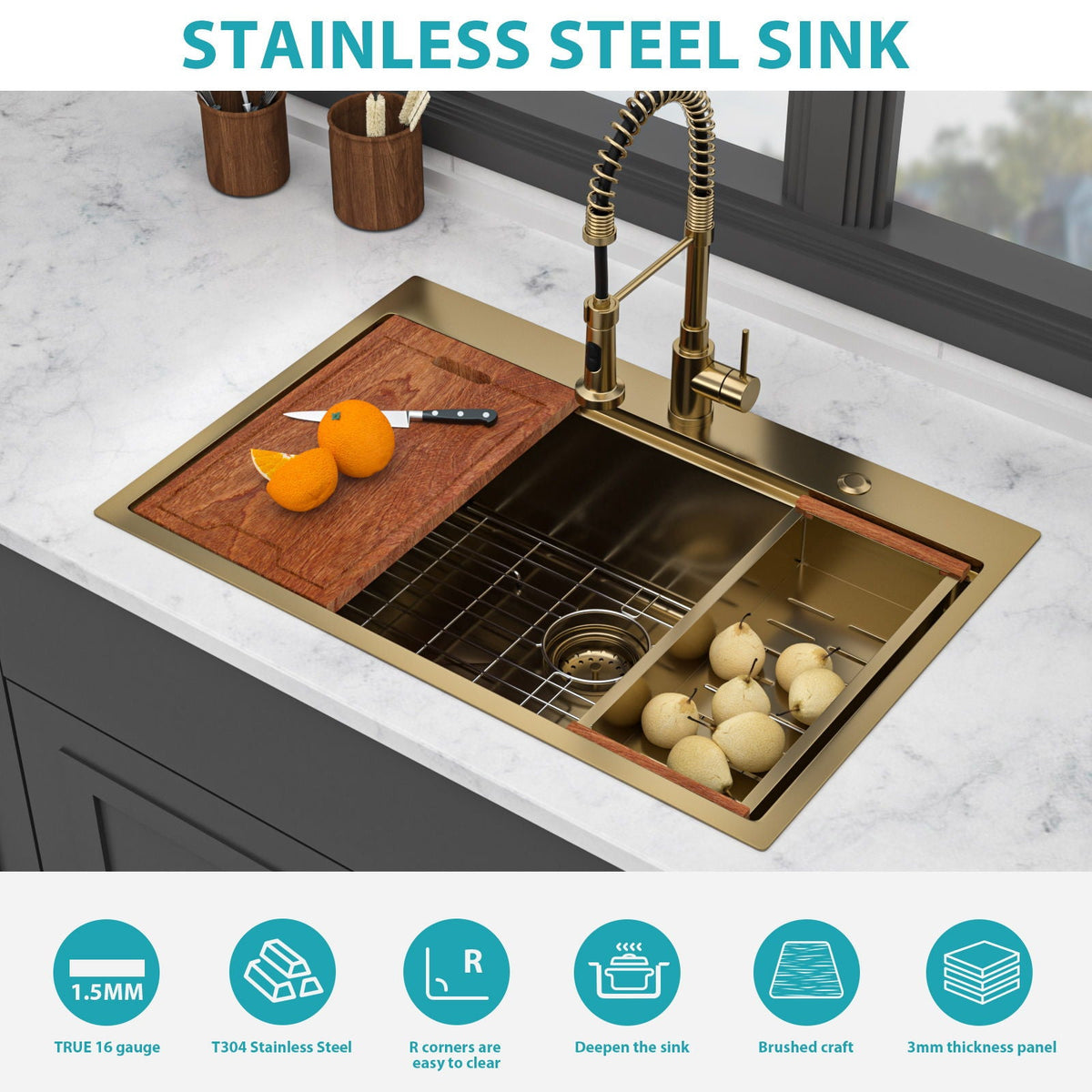 Drop In Kitchen Sink Stainless Steel 16 Gauge, photo 12 of 38
