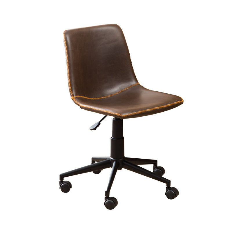 Walker Edison | Cesena Faux Leather 360 Swivel Air Lift Office Chair, Antique Brown