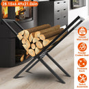 Firewood Log Rack 220LBS Steel Wood Lumber Storage Stacking Rack X Shape Storage Holder for Fireplace Firepit