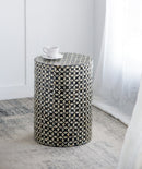 Marble-Look Stool - 18.5-Inch Accent Table