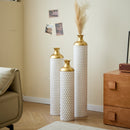 3-Piece Modern Metal Vase Set - White & Gold by HouseOfZazla