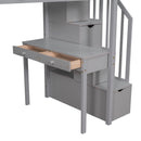 Loft Bed With Storage Drawers, Desk And Stairs With Shelves